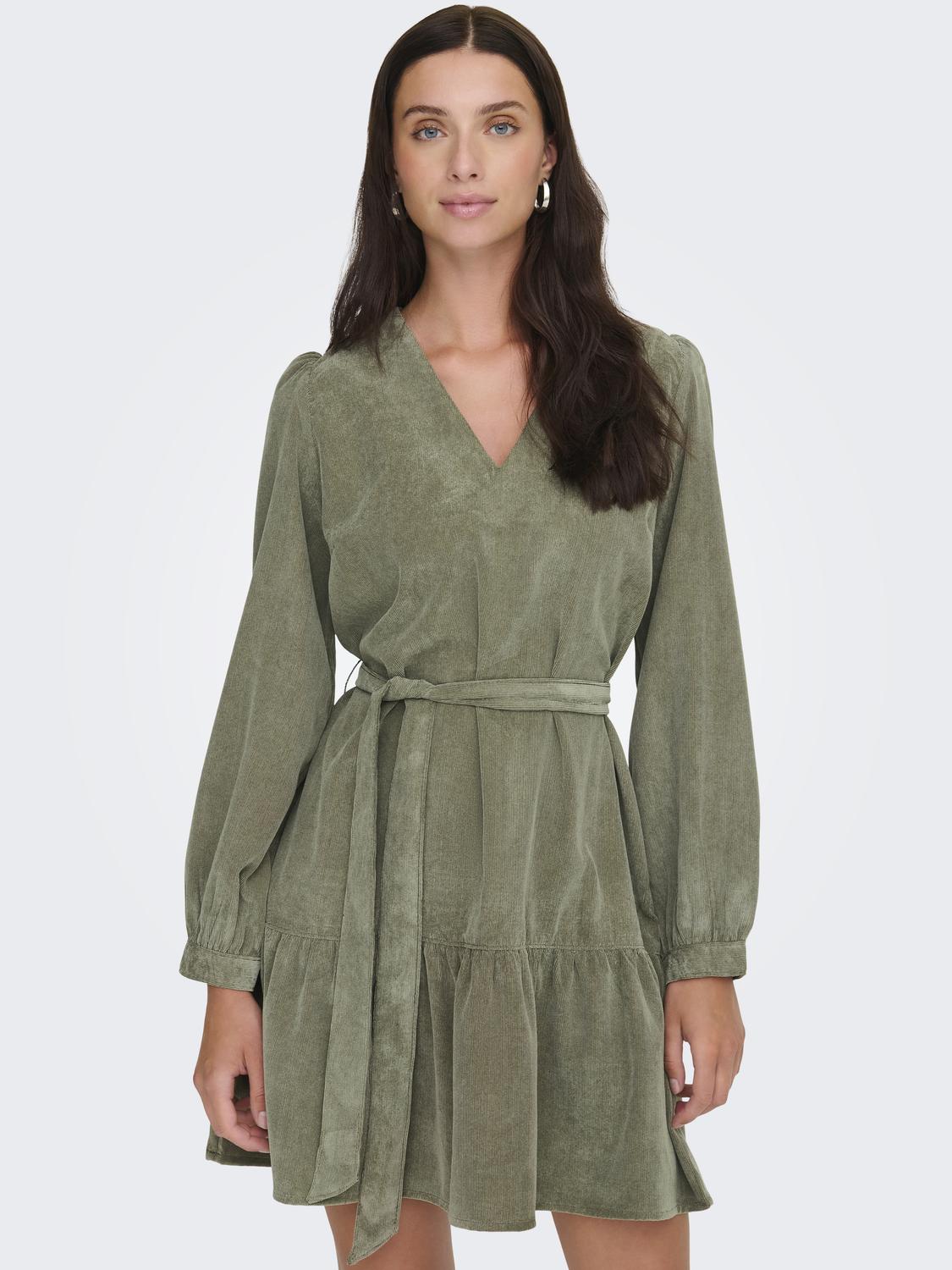 Onlmarike Life L/s Cord Belt Dress Pnt Grønn