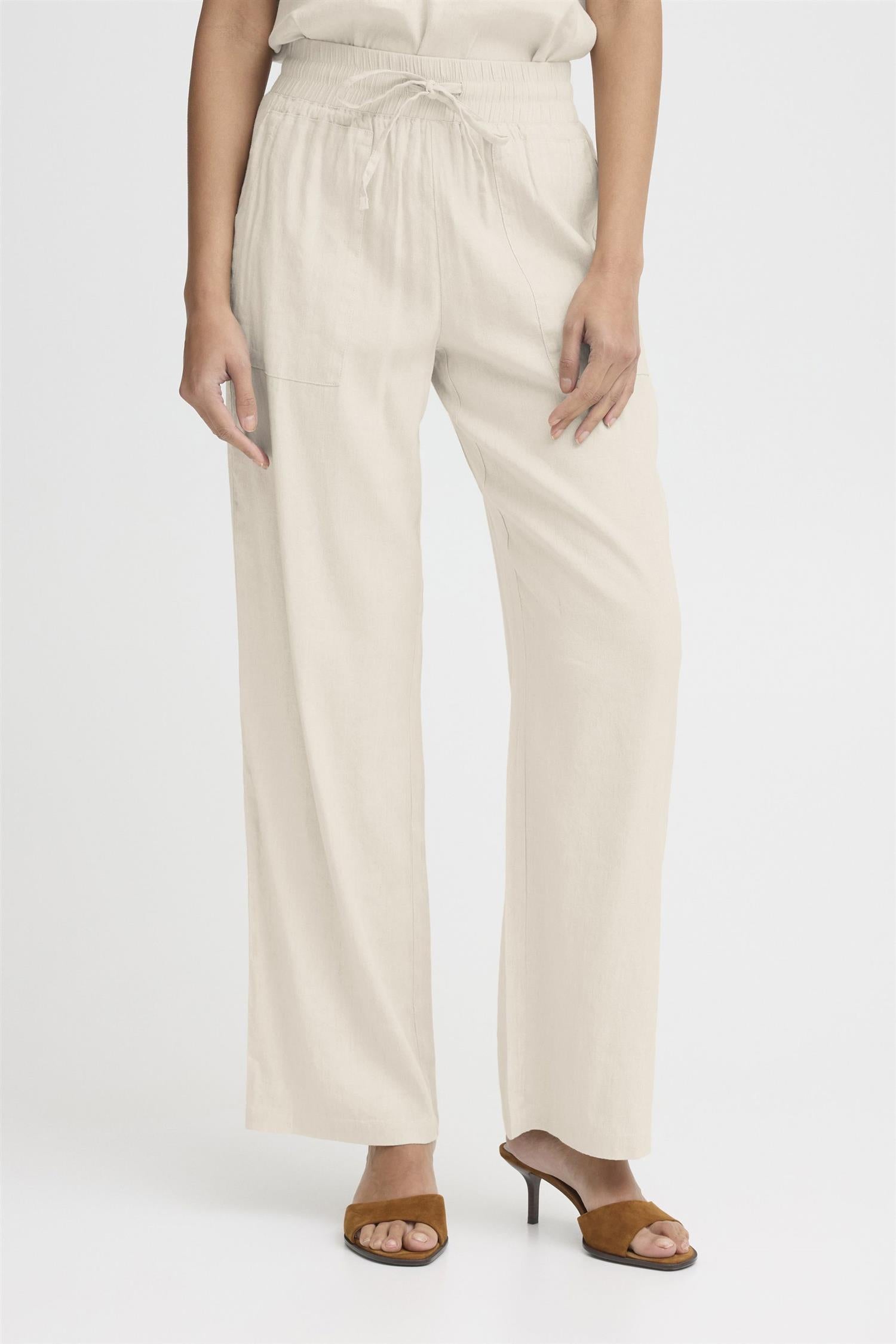 Pzluca Pant Full Length, Wide Beige
