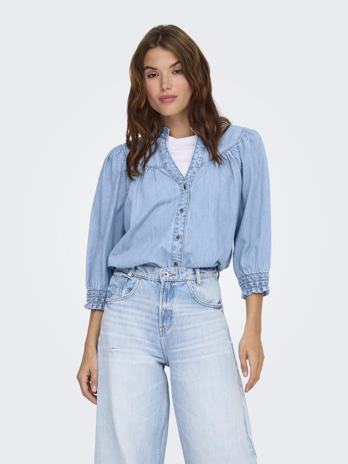 Onlraya 3/4 Shirt Dnm Akm Noos Blå