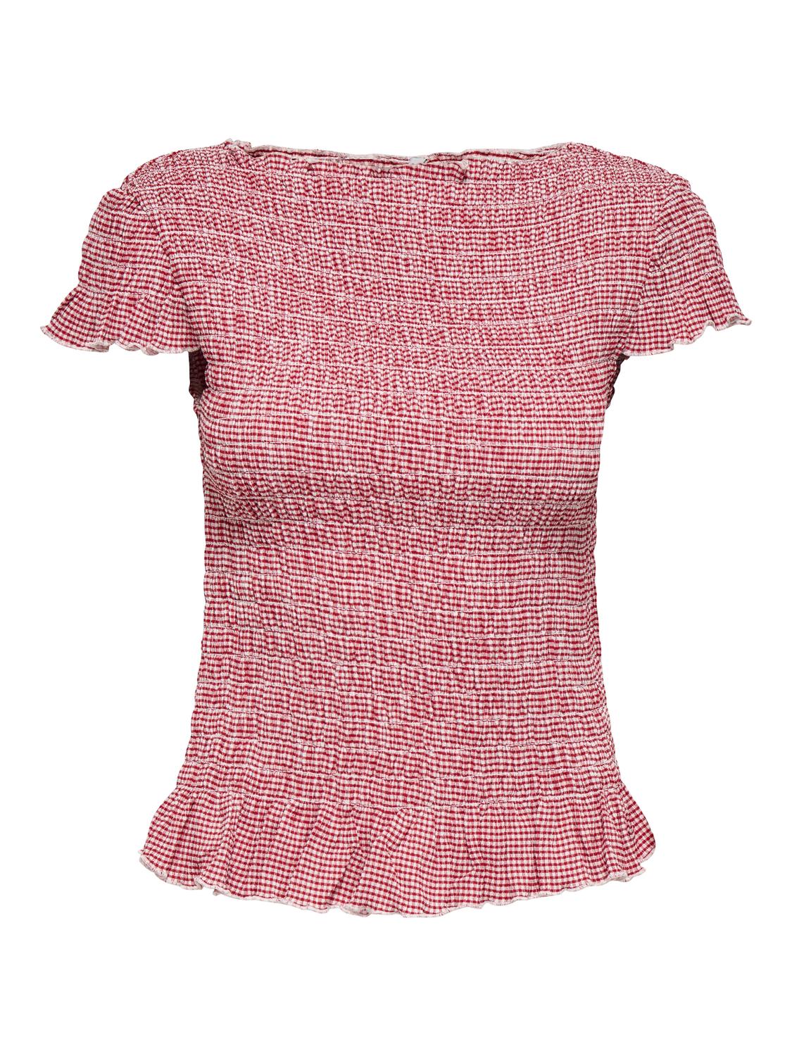 Onlcelle Cap Smock Boatneck Top Jrs Rød