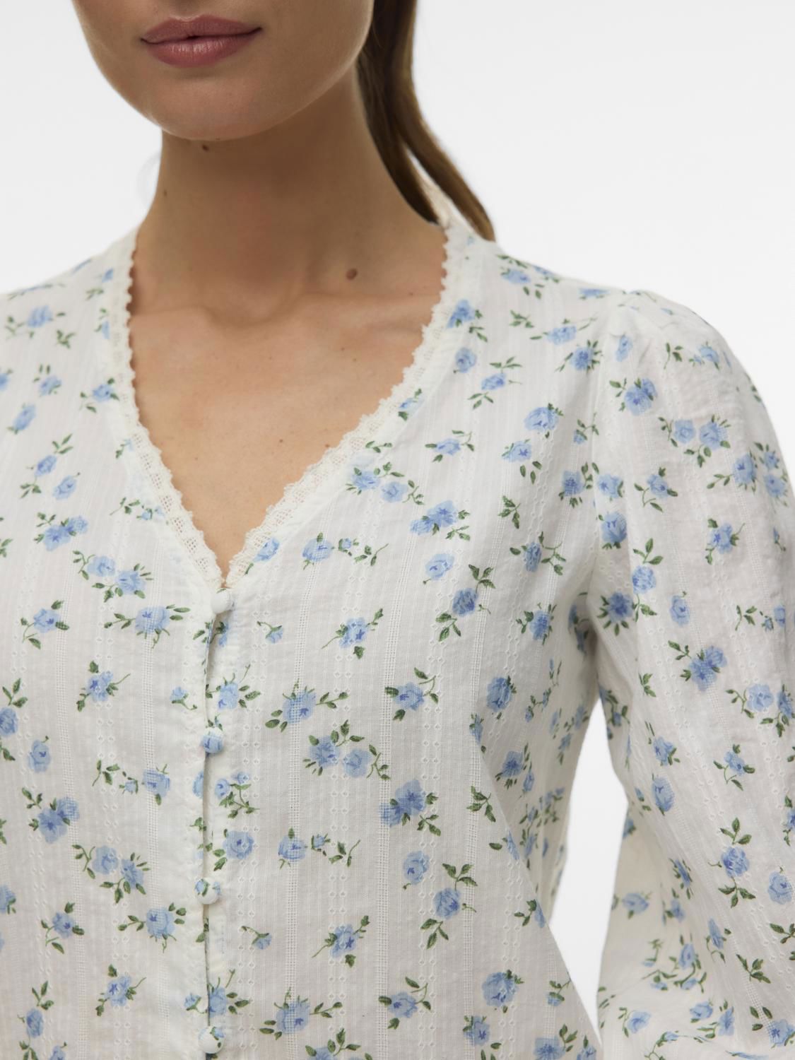 Vmaya Sofia Ls V-Neck Top Wvn Blå