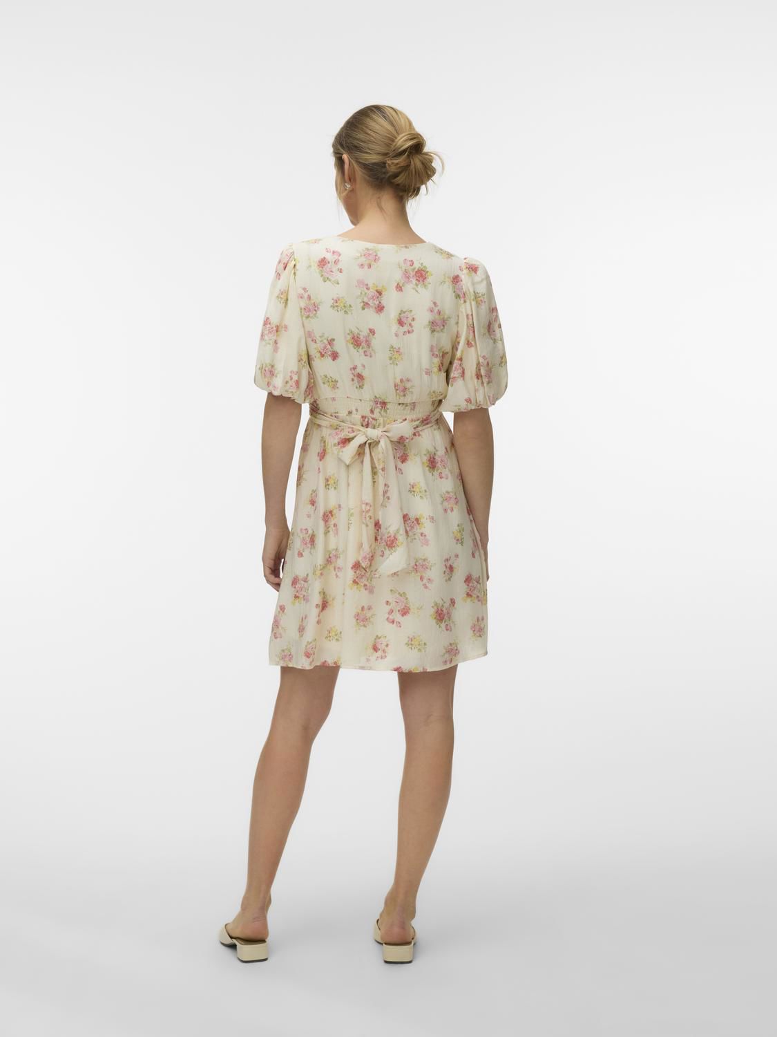 Vmbella 2/4 V-Neck Short Dress Wvn Rosa