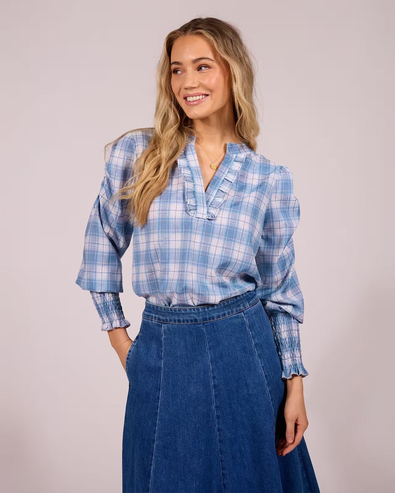CARMELA SQUARE BLUSE Blå