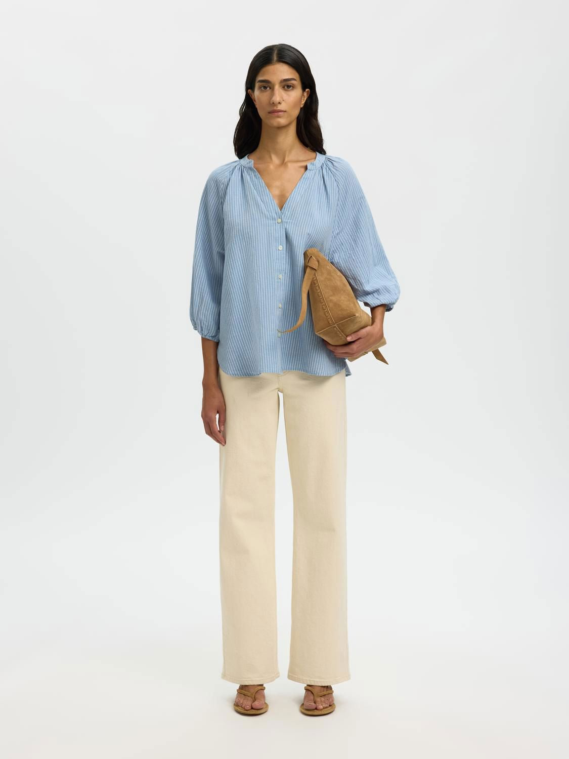 Slwcleo-Alberta Linen Blend Shirt Noos Blå