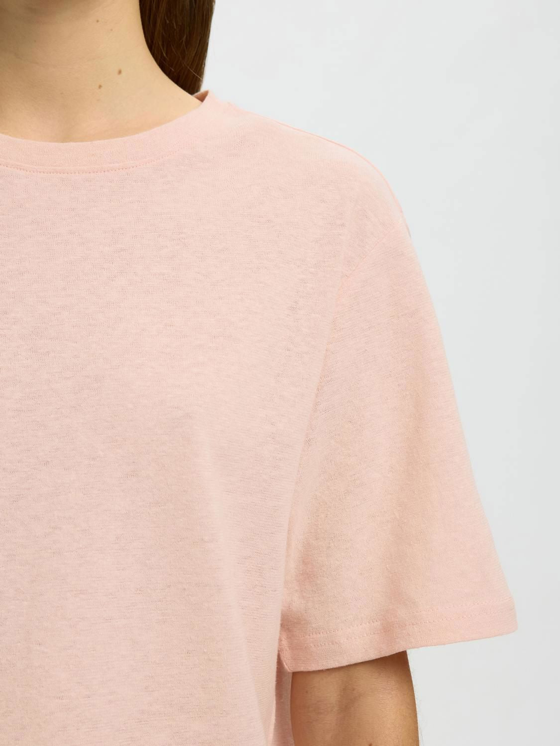 Slwada Ss Linen Blend Tee Noos Rosa