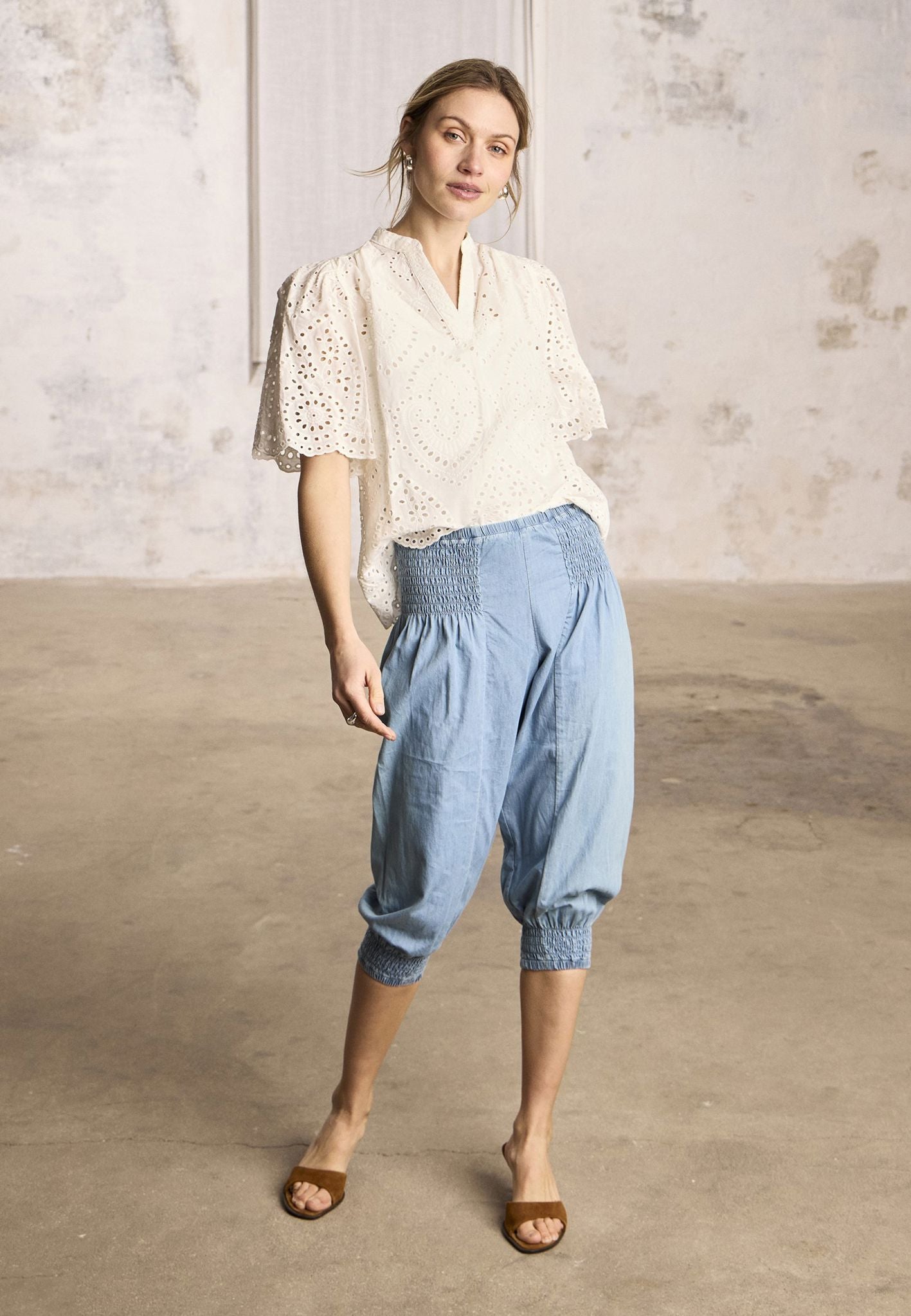 Pzjill Denim Capri Blå