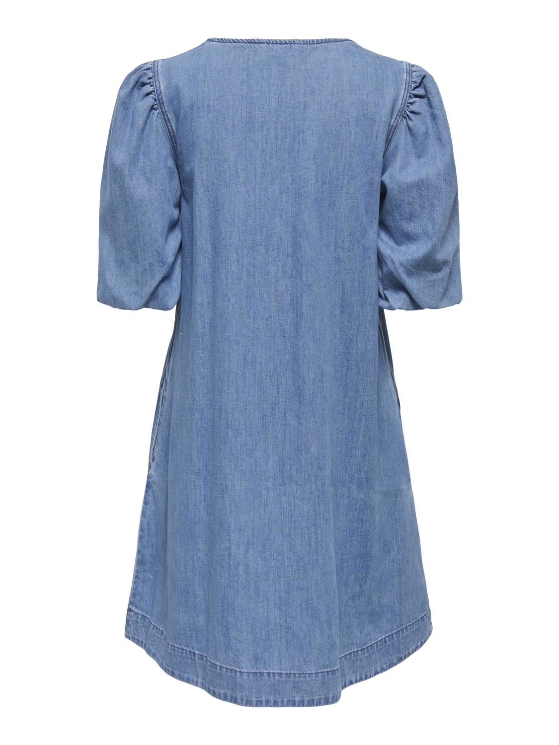 Onltiana Ss Puff Dnm Dress Akm Blå