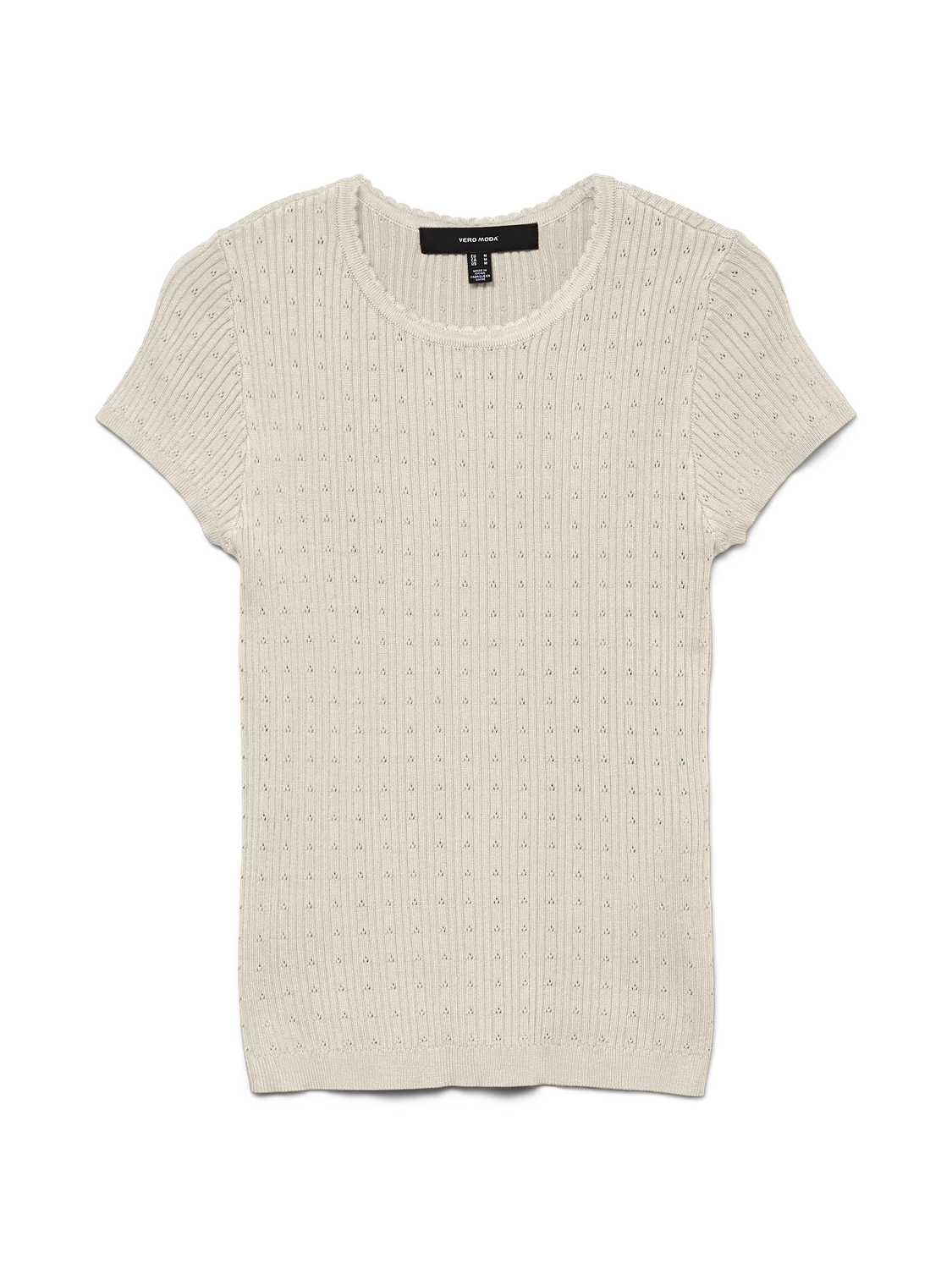 Vmsilje C/s O-Neck Pointelle Pull Noos Hvit
