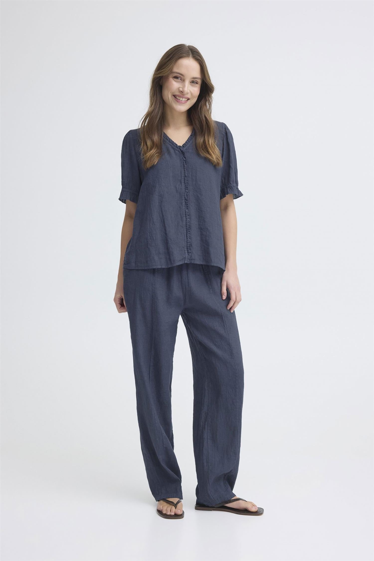 Sbfontanelle Ss Flounce Blouse Marine
