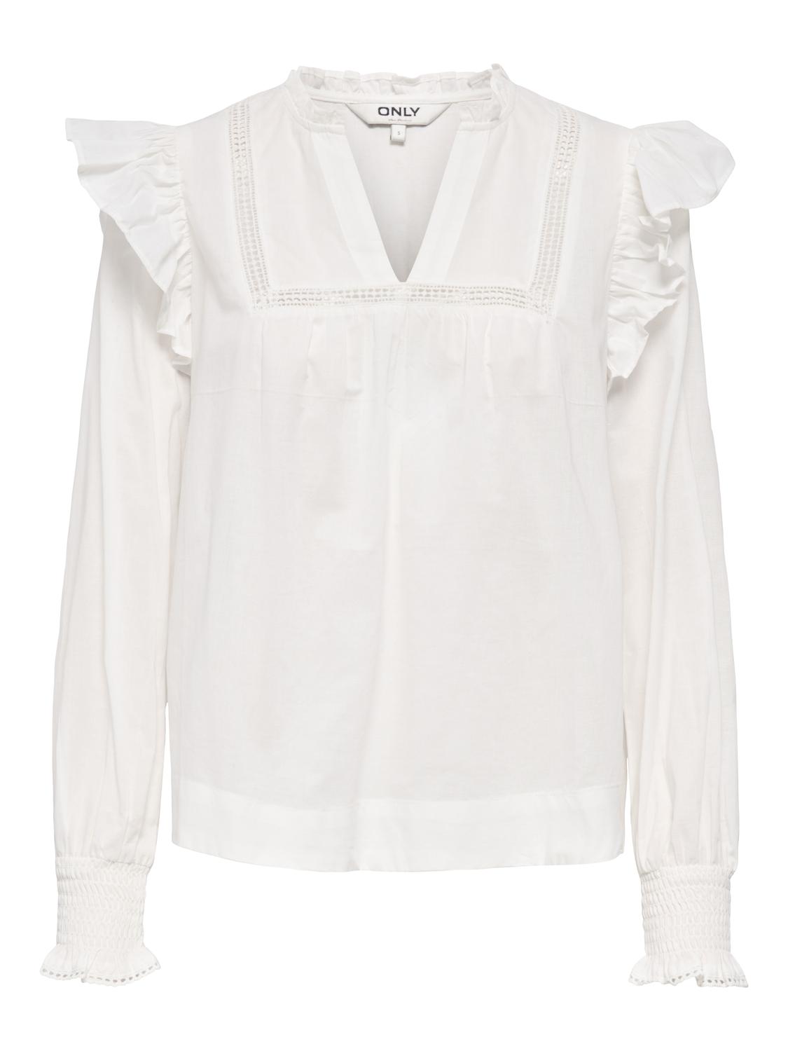 Onlidris Ls Frill Tape Top Noos Wvn Hvit