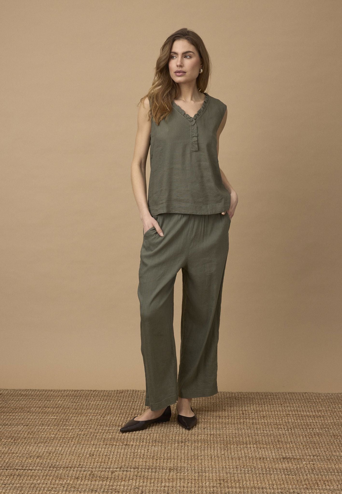 Pzluca Pant Wide Leg Grønn