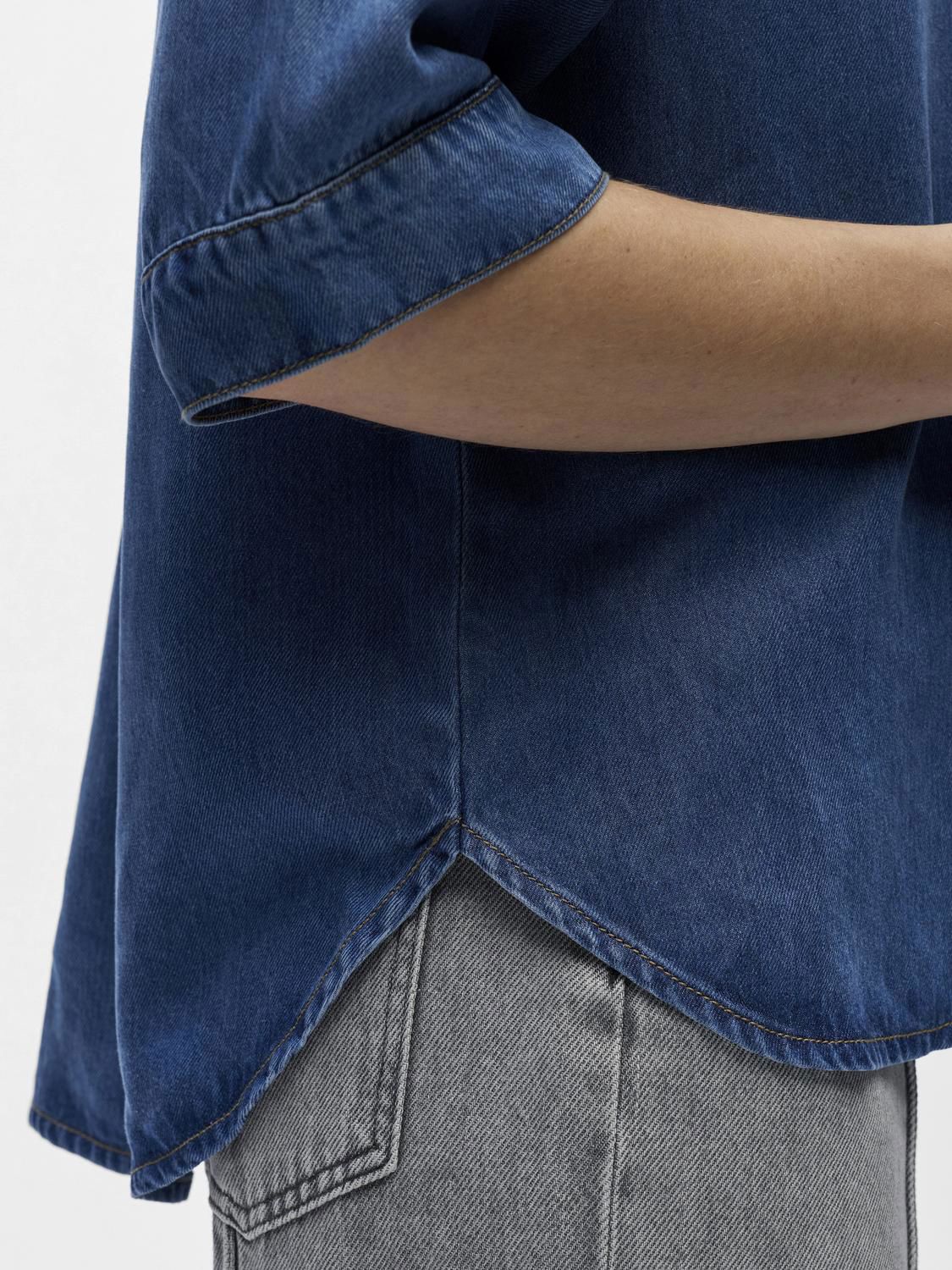 Objframe 2/4 Re Denim Top Noos Blå