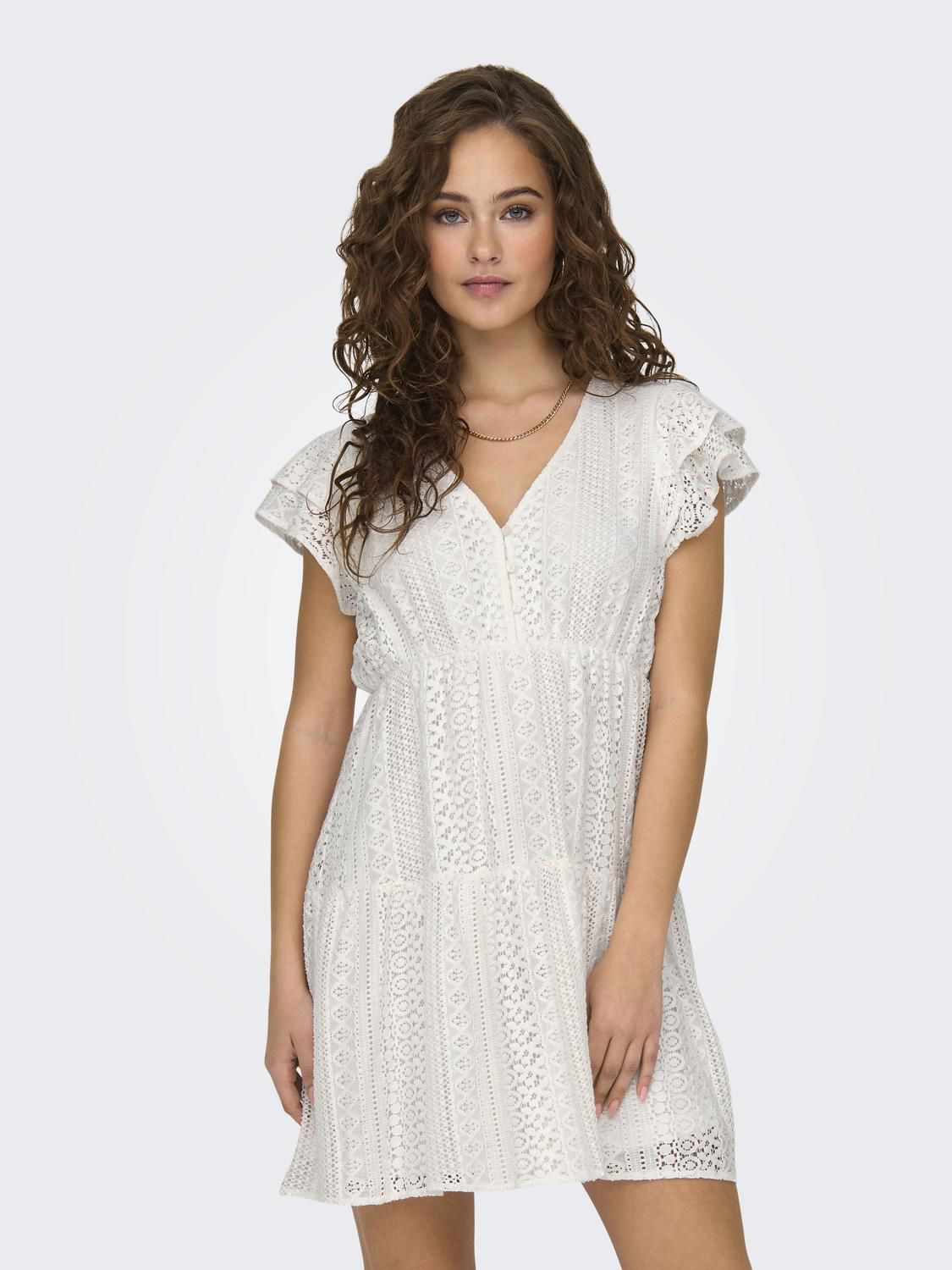 Onlhelena Lace Capsl Dress Wvn Noos Hvit