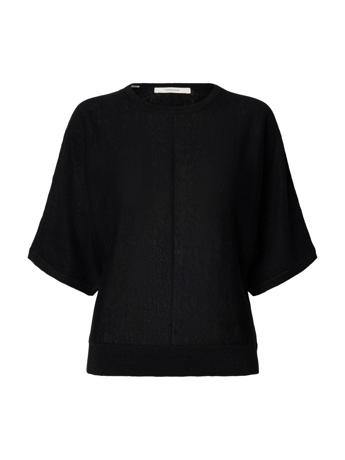 Slfjane Linen 2/4 Bat Knit O-Neck Sort