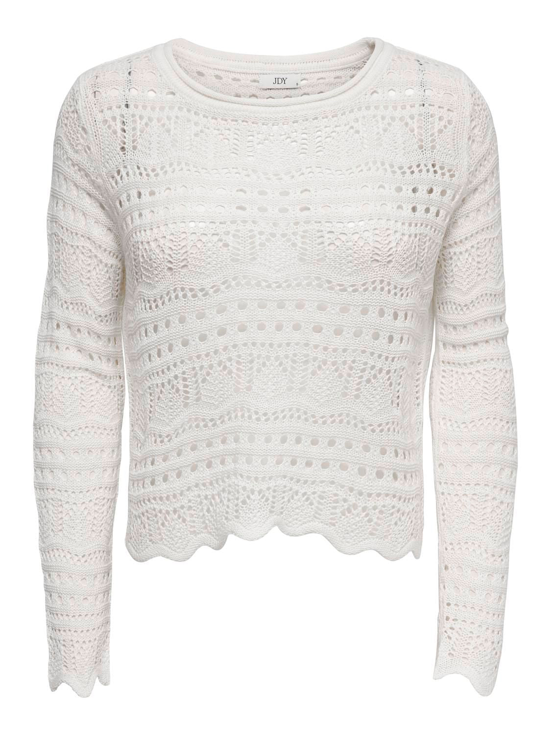 Jdysun Lay L/s Boatneck Pullov. Knt Noos Hvit