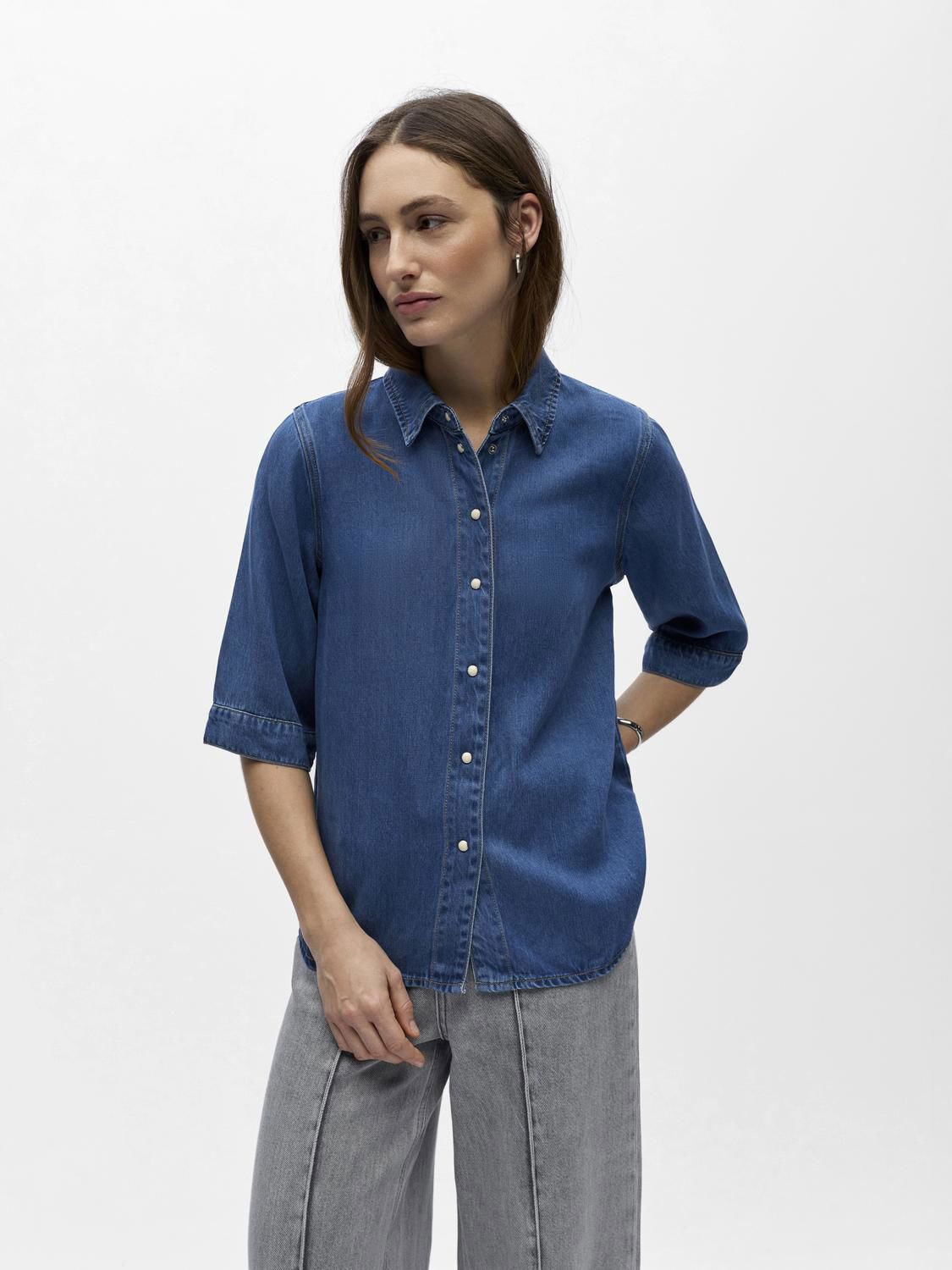 Objframe 2/4 Re Denim Top Noos Blå
