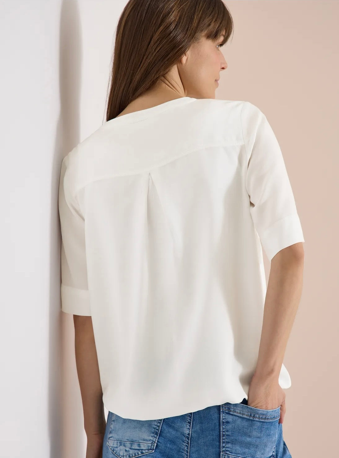 SOLID SPLITNECK BLOUSE NOS Off-White