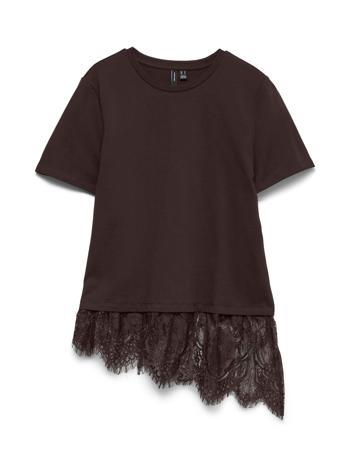 Vmbrit Ss O-Neck Lace T-Shirt Jrs Exp Brun