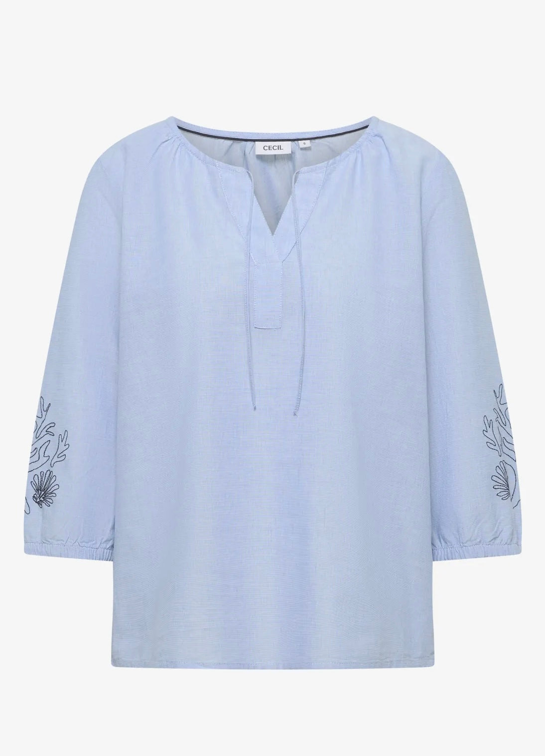 Chambray deco blouse Blå