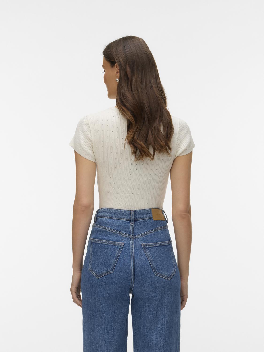Vmsilje C/s O-Neck Pointelle Pull Noos Hvit