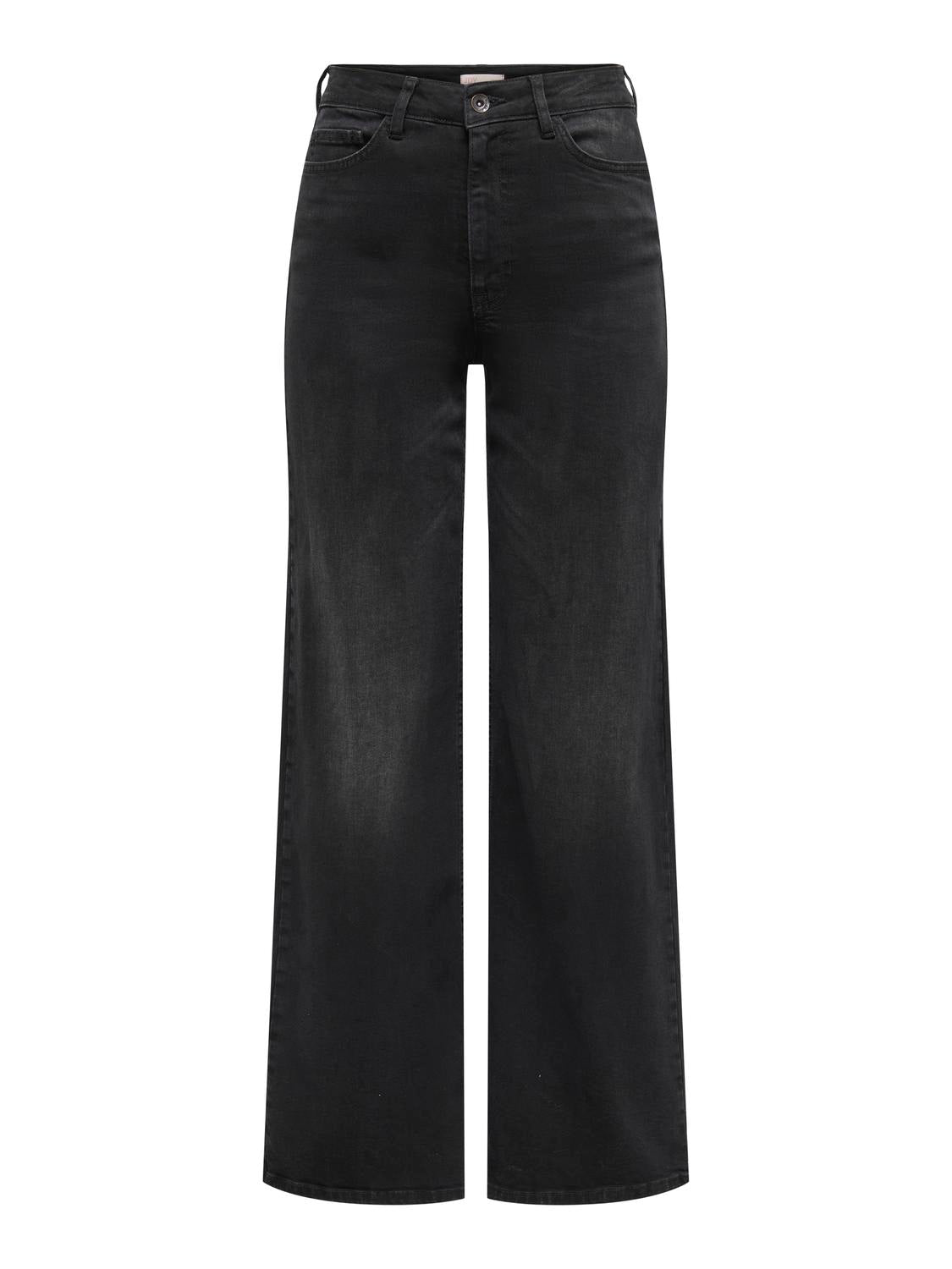 Jdyfelina-Fina Hw Wide Blk Jeansdnm Noos Sort