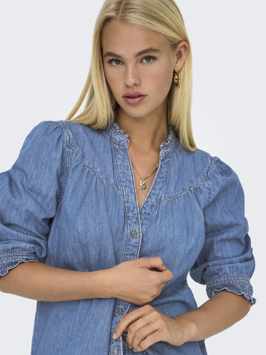 Onlraya 3/4 Shirt Dnm Akm Noos Blå