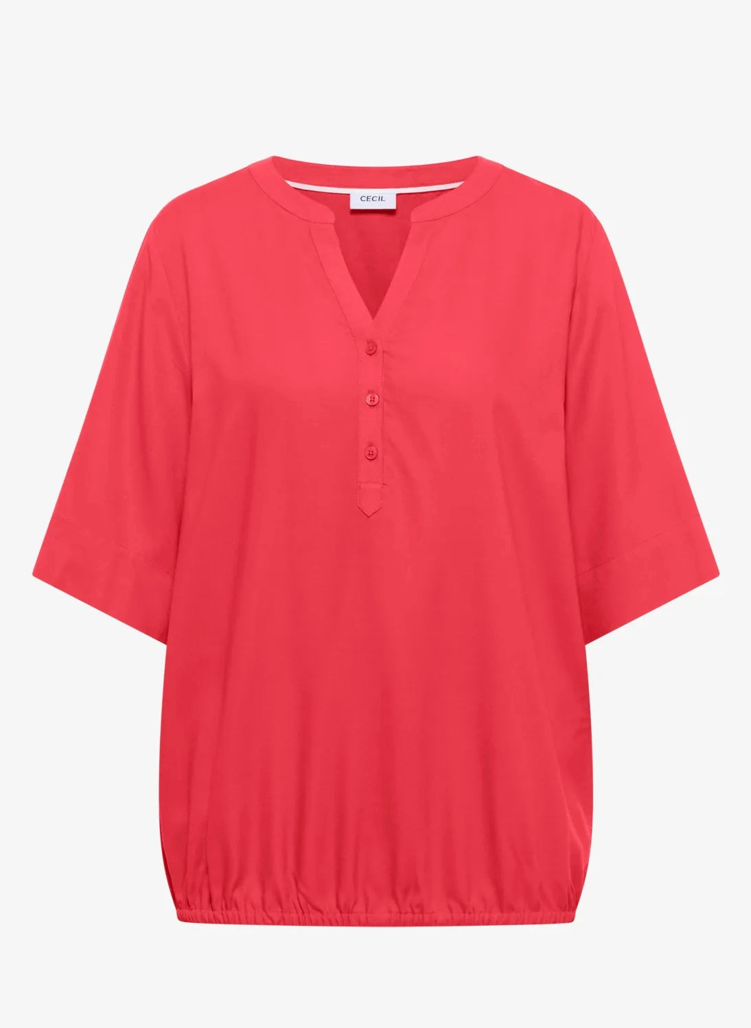 Solid splitneck blouse Coral