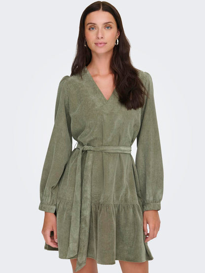 Onlmarike Life L/s Cord Belt Dress Pnt Grønn