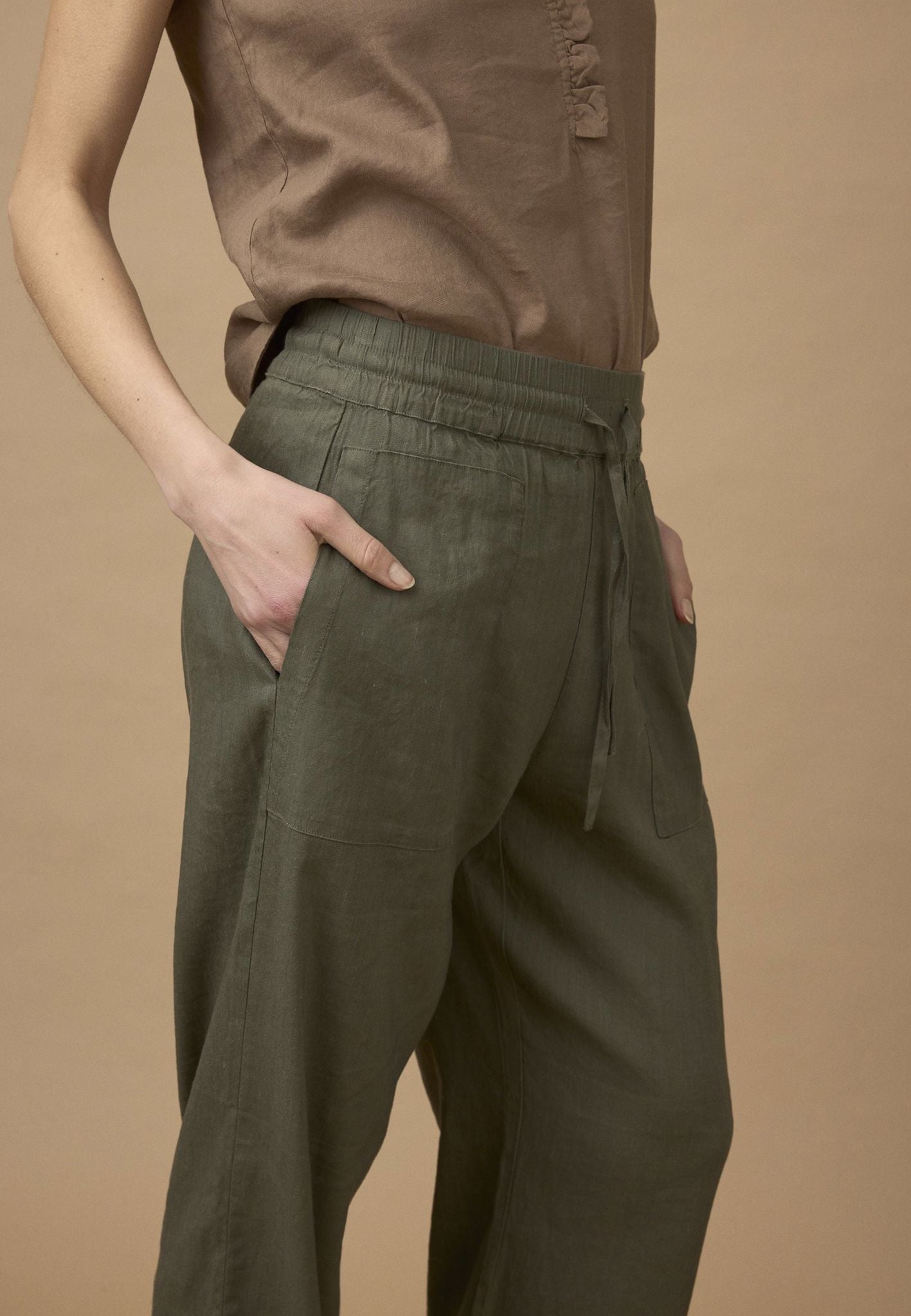 Pzluca Pant Full Length, Wide Grønn