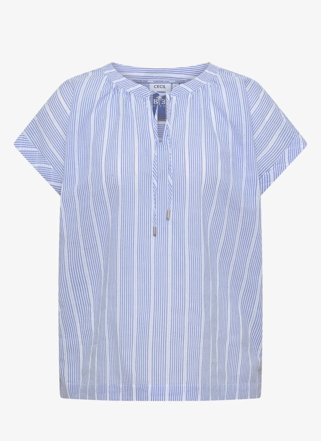 STRIPED structure blouse Blå