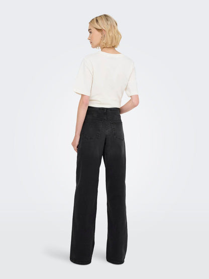 Jdyfelina-Fina Hw Wide Blk Jeansdnm Noos Sort