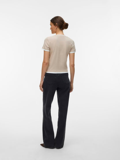 Vmkendall Ss O-Neck Top Jrs Beige