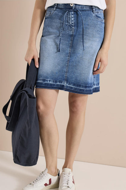 DENIM SKIRT HEM DETAIL Blå