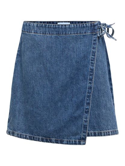Objrosie Mw Denim Short Wrap Skirt Noos Blå