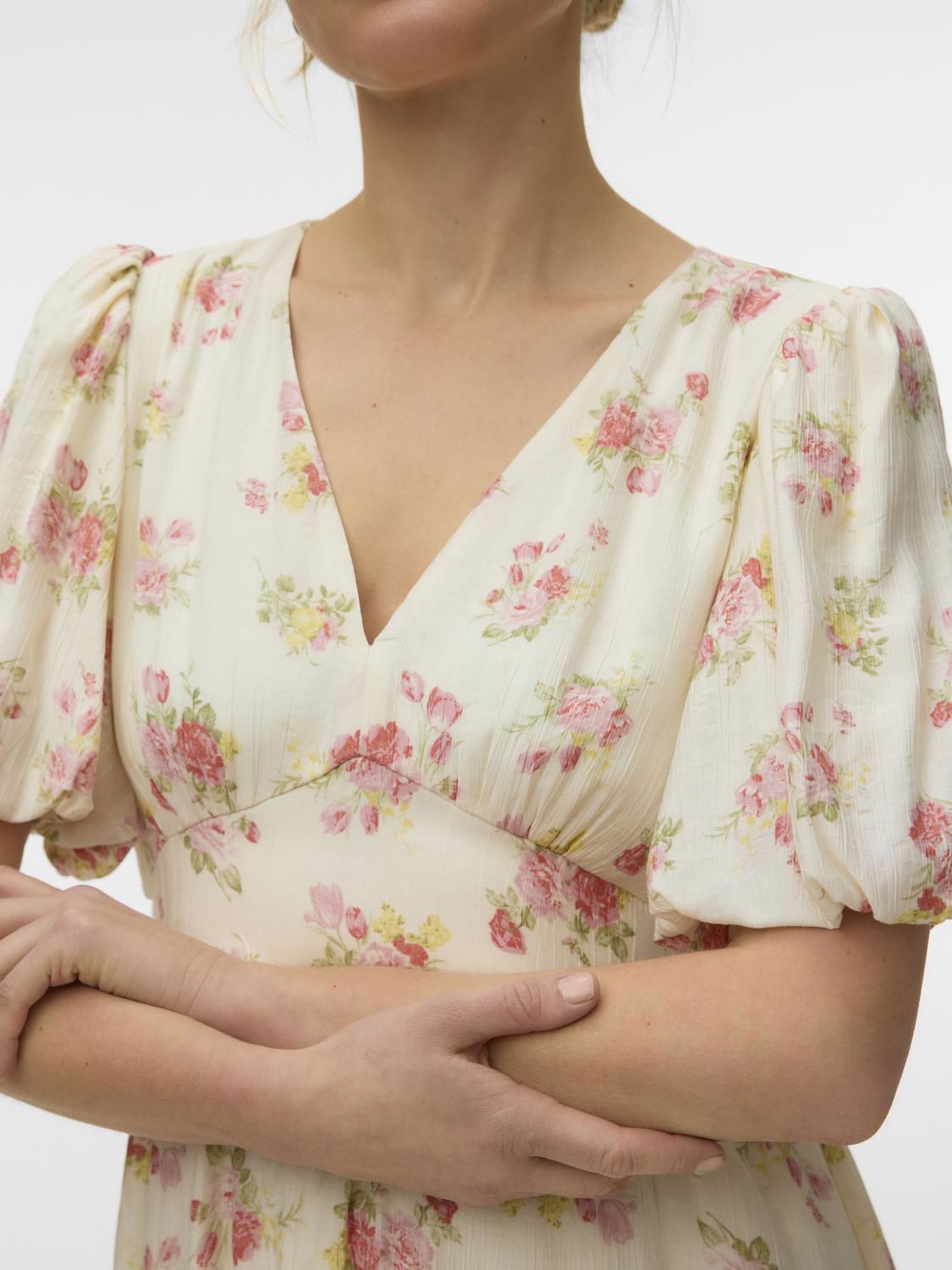 Vmbella 2/4 V-Neck Short Dress Wvn Rosa