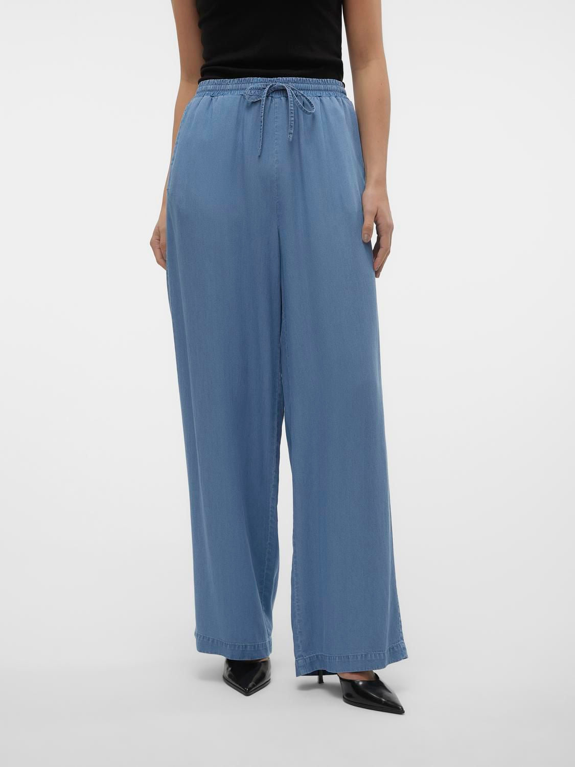 Vmbree Hw Long Loose Tencel Pants Ga Blå