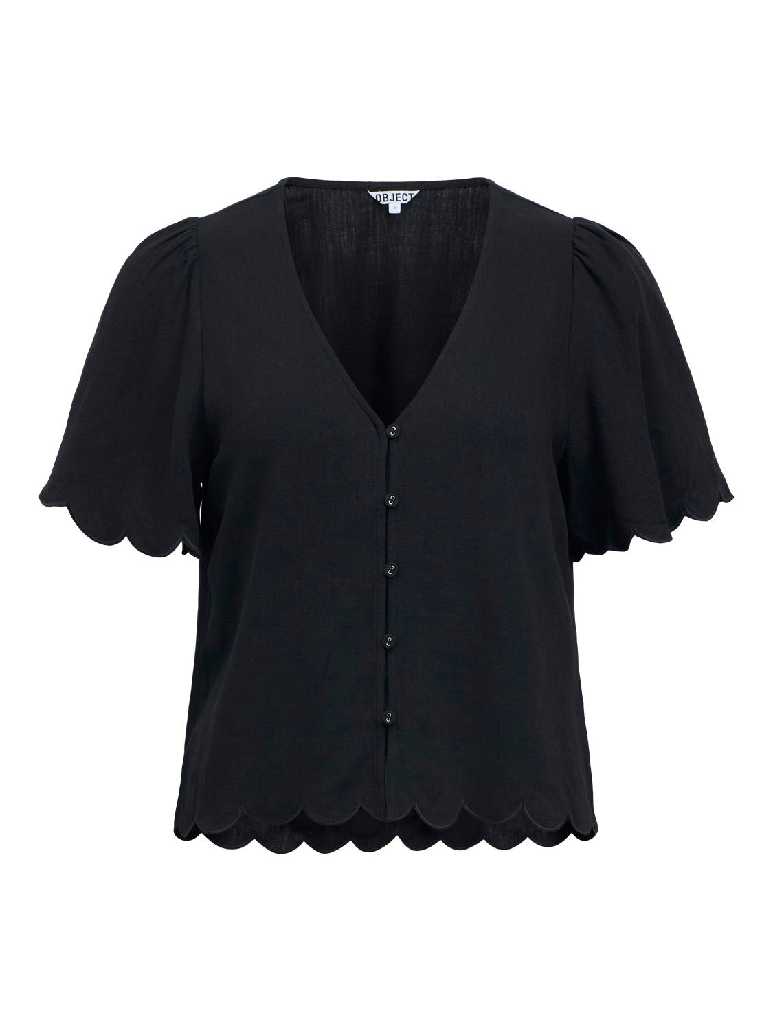 Objsanne 2/4 Lo V-Neck Top Noos Sort