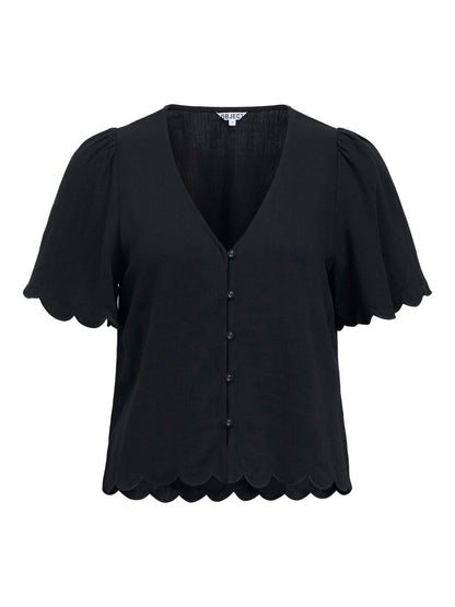 Objsanne 2/4 Lo V-Neck Top Noos Sort