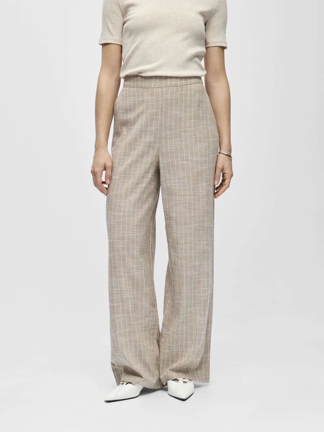 Objpaula Yui Hw Wide Pants 144 Beige