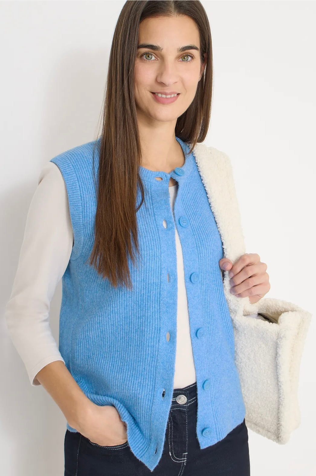 RIB MIX VEST Blå