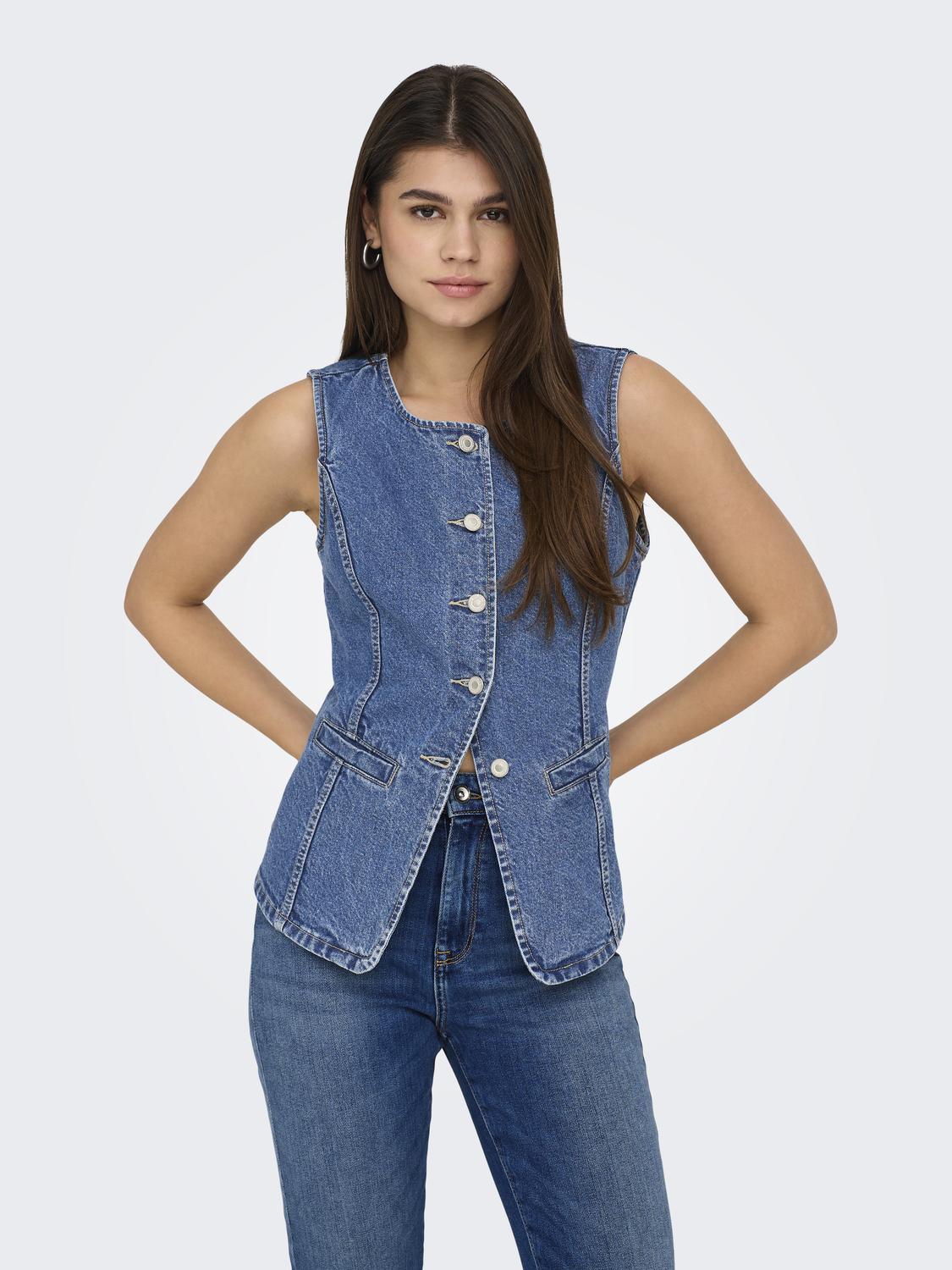 Onlgiulina S/l Button Waistcoat Dnm Blå