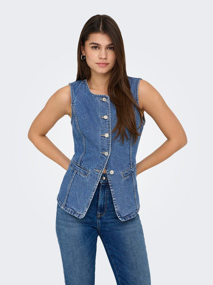 Onlgiulina S/l Button Waistcoat Dnm Blå