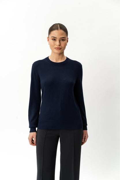 Merino Wool Crewneck Marine