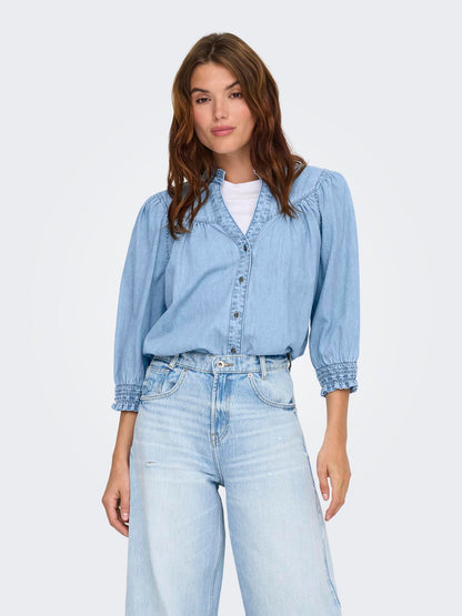 Onlraya 3/4 Shirt Dnm Akm Noos Blå