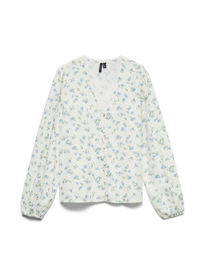 Vmaya Sofia Ls V-Neck Top Wvn Blå