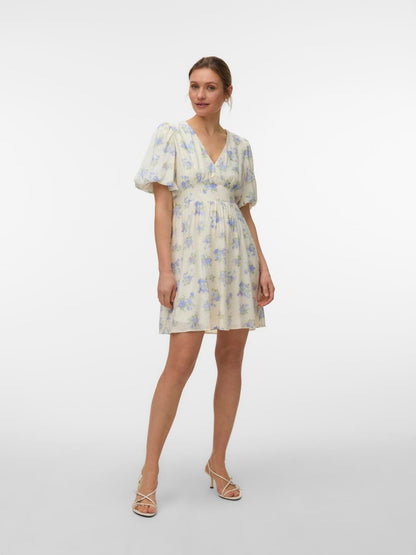 Vmbella 2/4 V-Neck Short Dress Wvn Blå