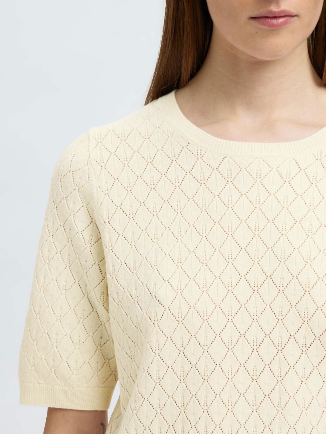 Slfhelen 2/4 Knit O-Neck Lys Beige