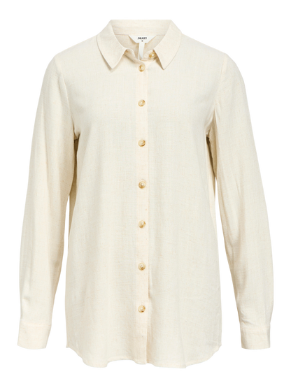 OBJSANNE L/S SHIRT NOOS lin Beige
