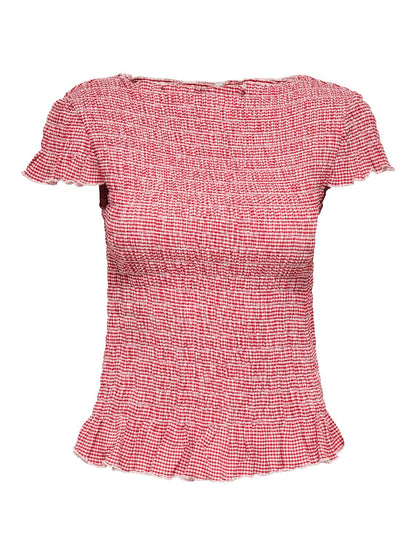 Onlcelle Cap Smock Boatneck Top Jrs Rød