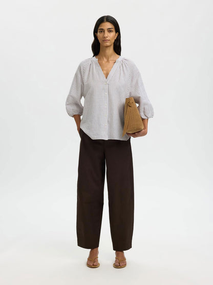 Slwcleo-Alberta Linen Blend Shirt Noos Hvit